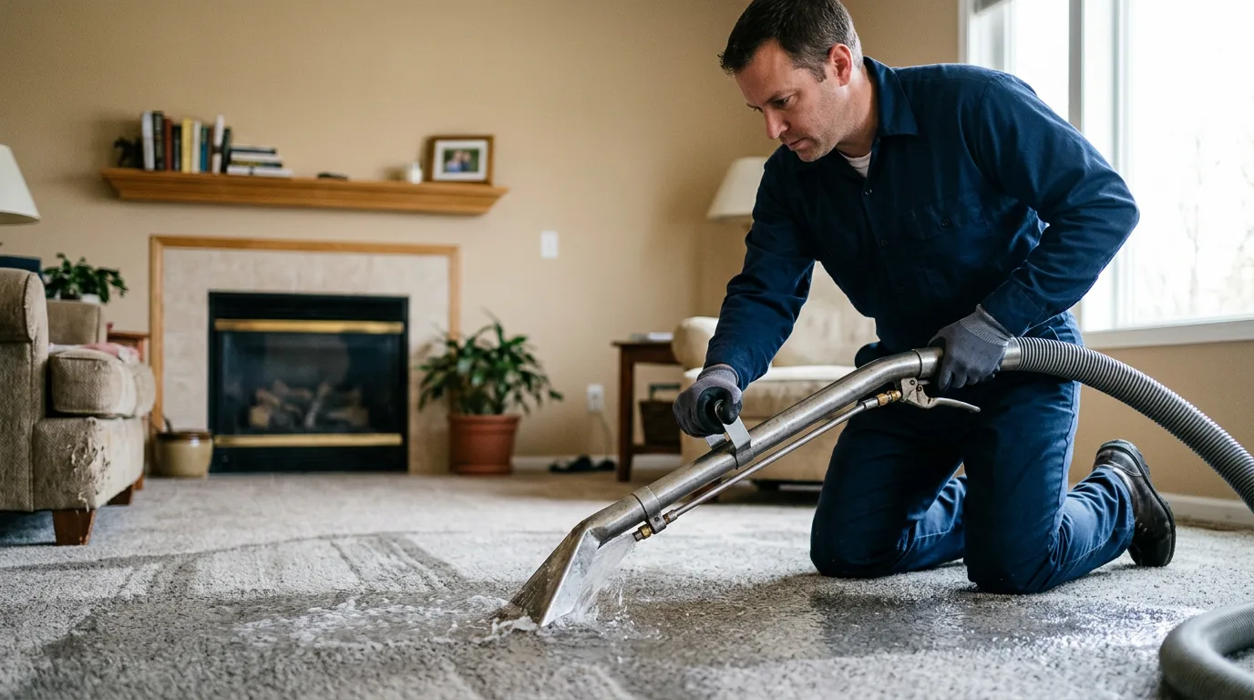 Water damage restoration technician working near Palos Heights, IL